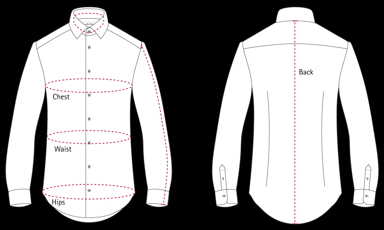 Stafford men's dress shirt size chart