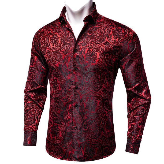 Men red dress shirt